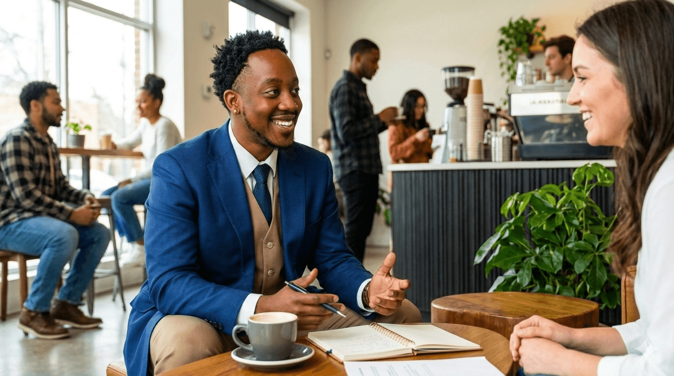 Tyler Mekoba in a consultation meeting